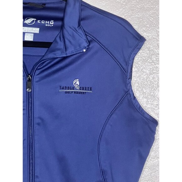 Glen Echo Golf Women M Sleeveless Vest Saddle Creek Logo Blue Dry Gear Tech Zip - Picture 4 of 15